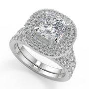 Miriam Double Halo Split Shank Pave Cushion Cut Diamond Ring - Nivetta